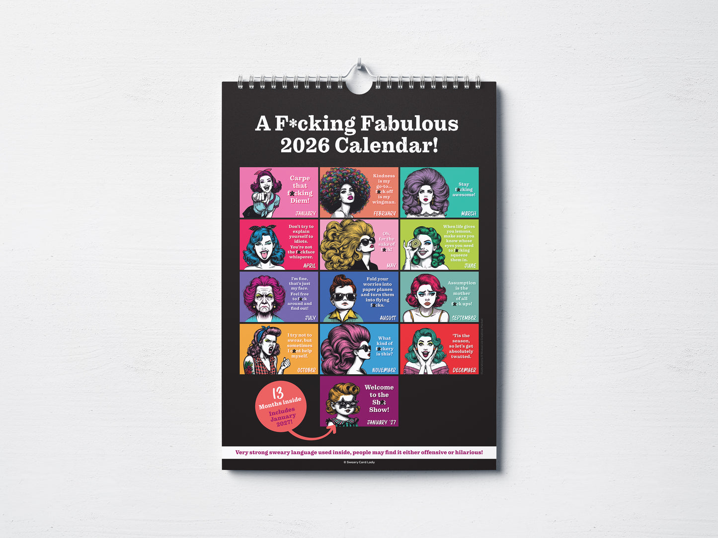A F*cking Fabulous 2026 Calendar, A4 size - 13 months - includes January 2027! (pack of 20)