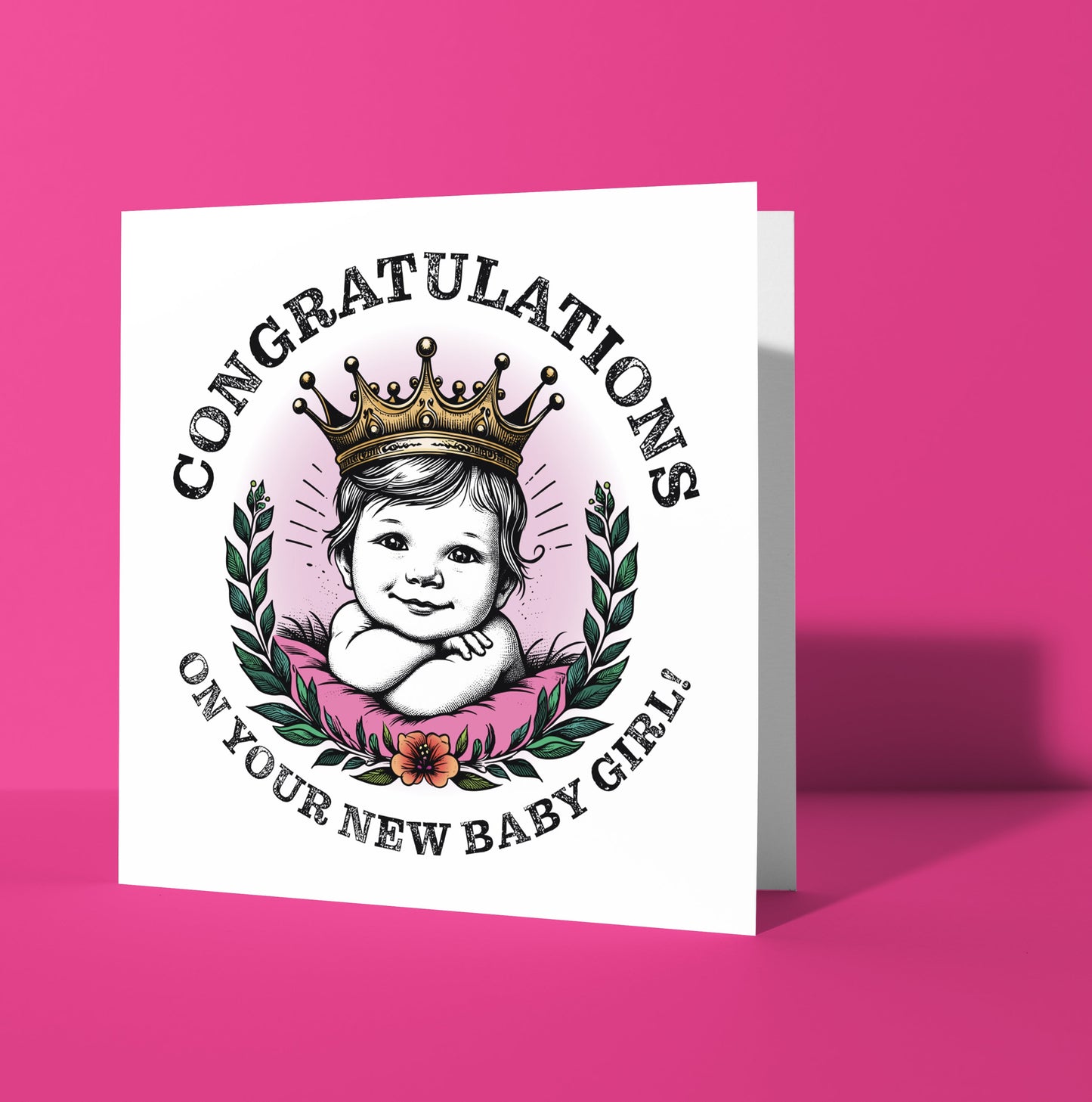 Congratulations On Your New Baby Girl! Crown Card (Pack of 6)