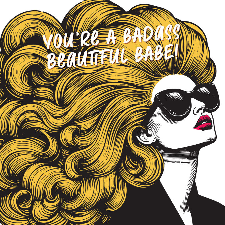 You're A Badass Beautiful Babe!! Vintage Babes Happy Birthday Card (Pack of 6)