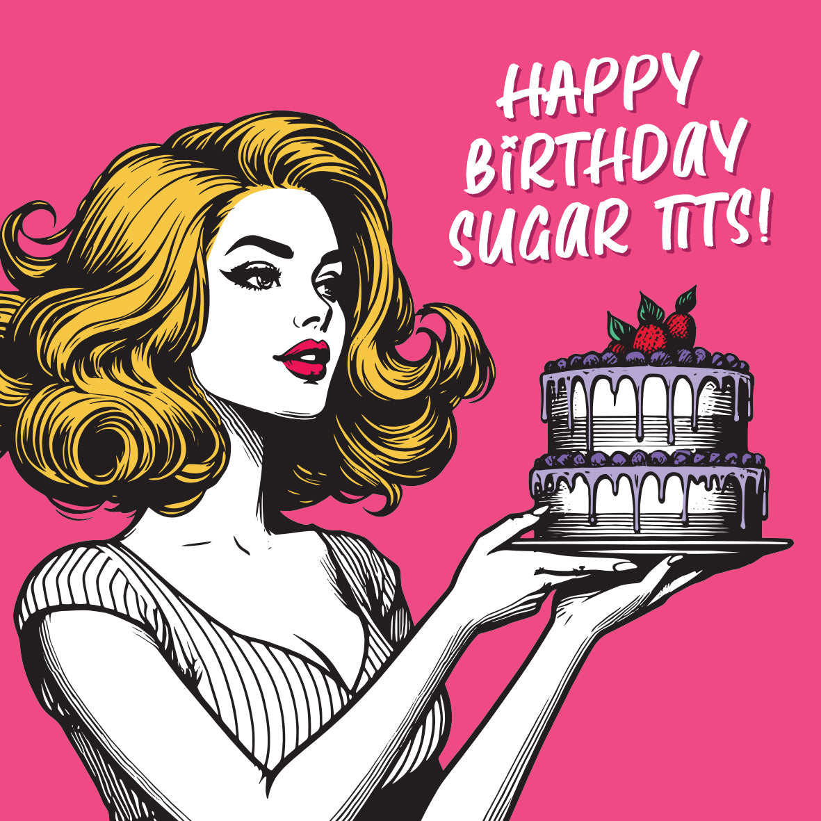 Happy Birthday Sugar Tits! Vintage Babes Card (Pack of 6)
