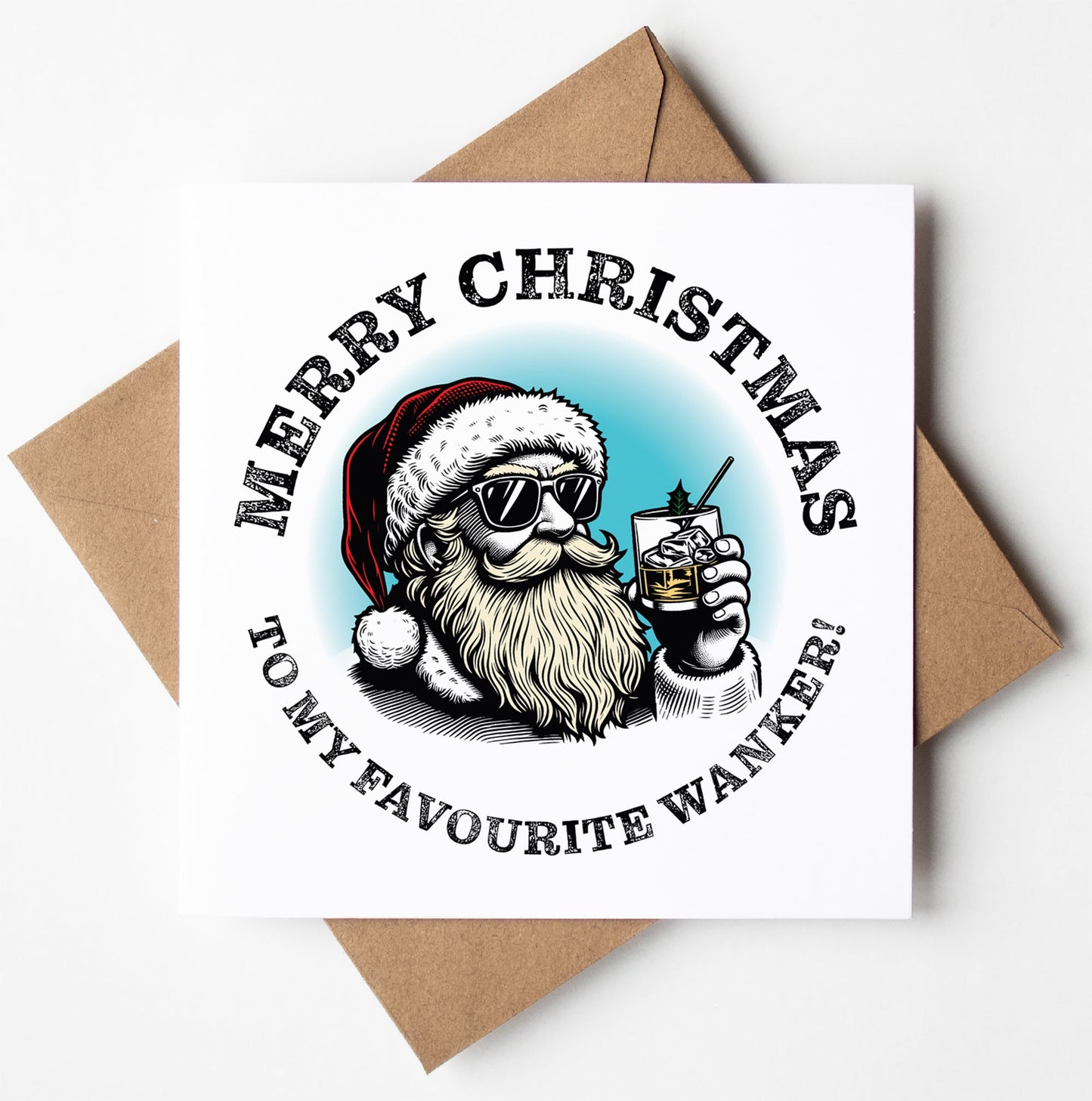 Sunglass Santa's Merry Xmas To My Favourite Wanker Card (Pack of 6)