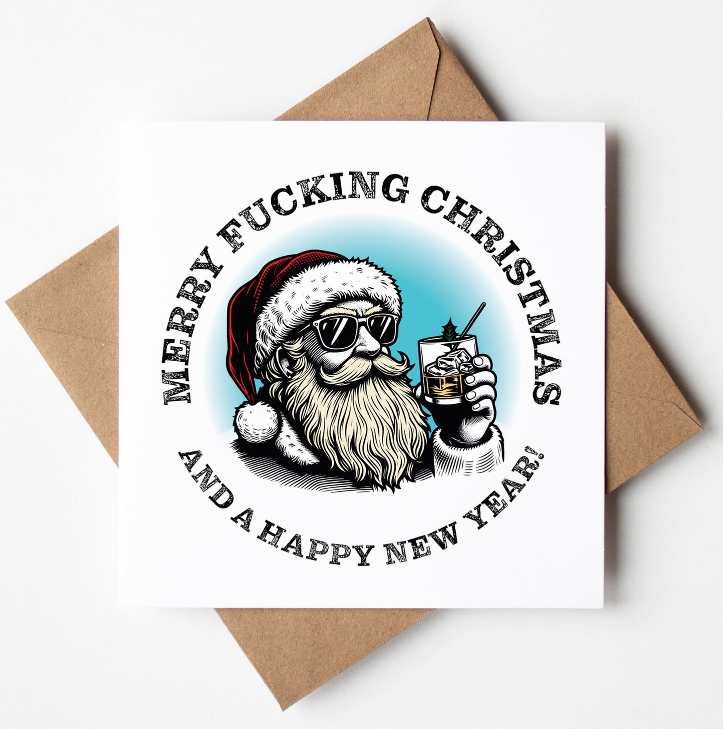 Sunglass Santa's Merry Fucking Christmas and a HNY Xmas Card (Pack of 6)