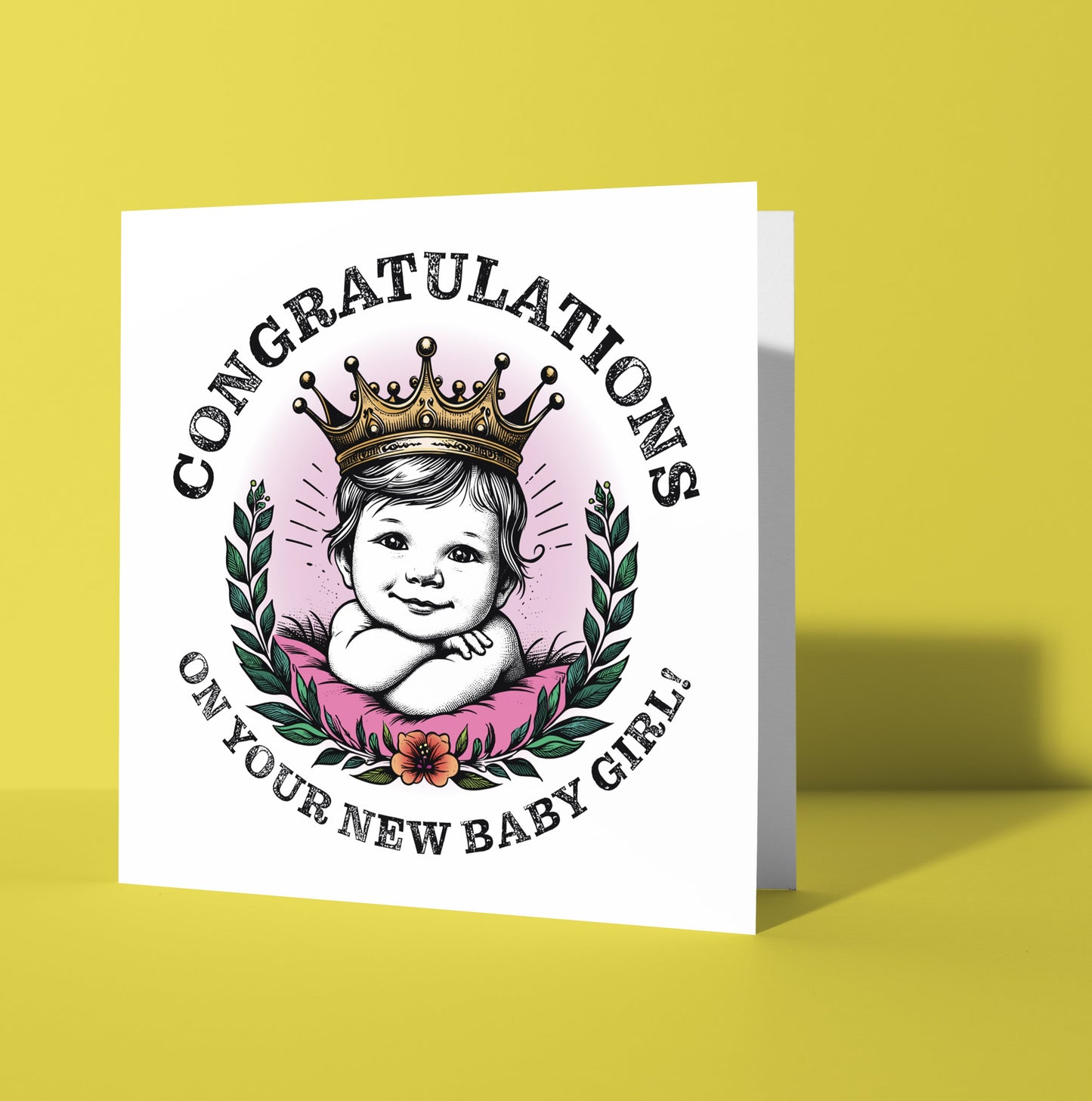 Congratulations On Your New Baby Girl! Crown Card (Pack of 6)