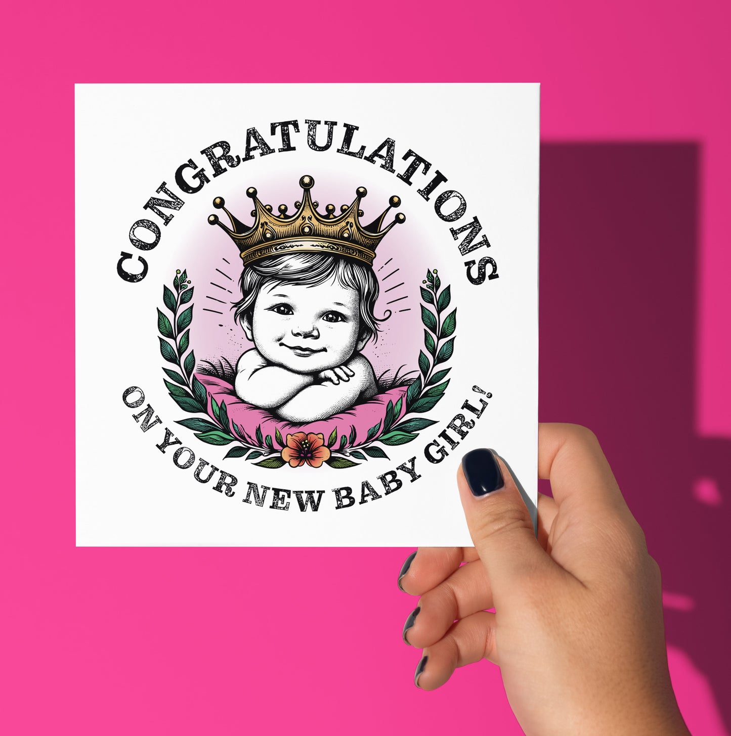 Congratulations On Your New Baby Girl! Crown Card (Pack of 6)