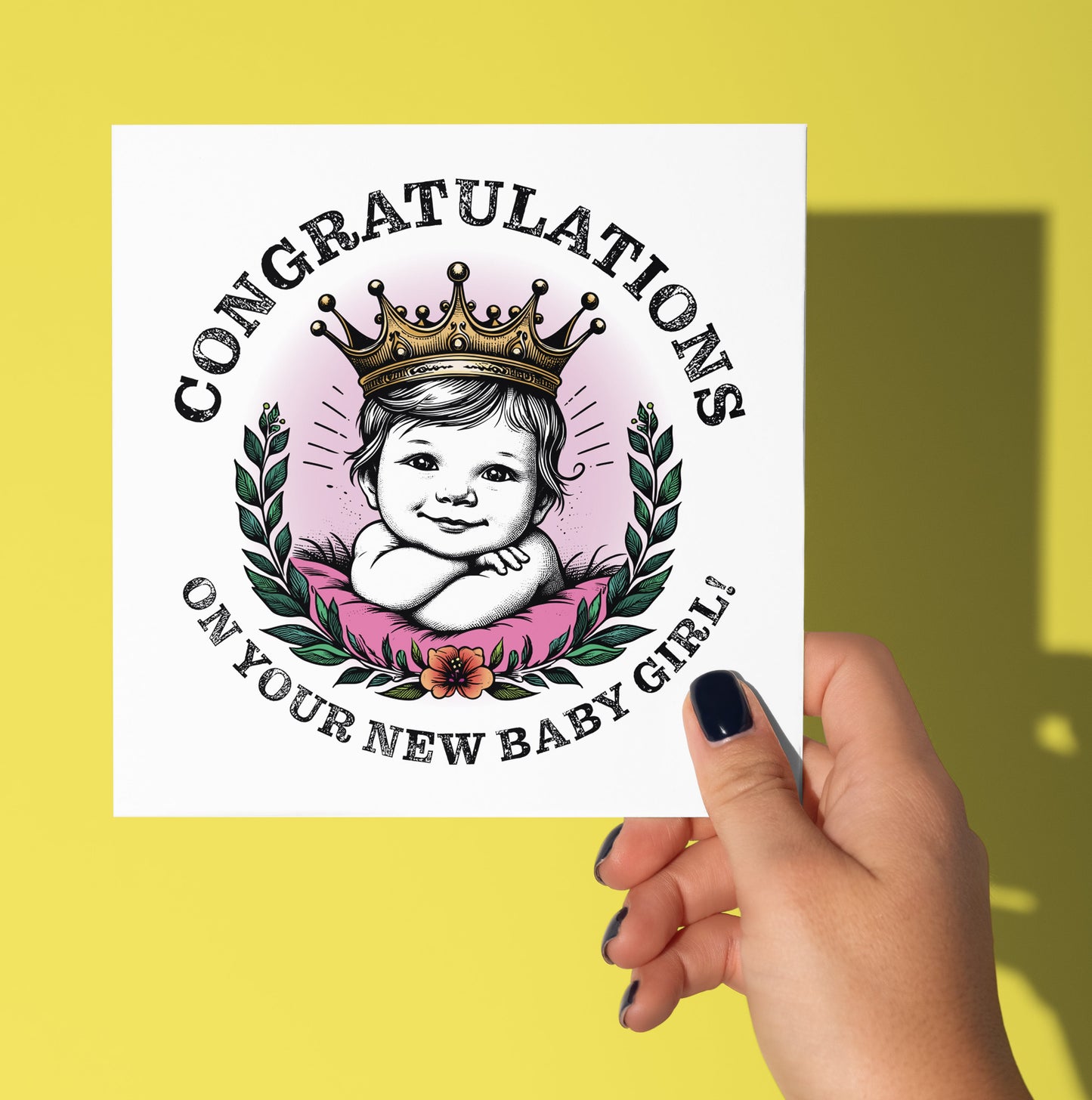 Congratulations On Your New Baby Girl! Crown Card (Pack of 6)