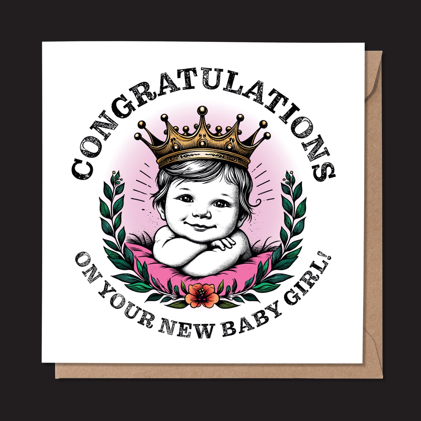 Congratulations On Your New Baby Girl! Crown Card (Pack of 6)