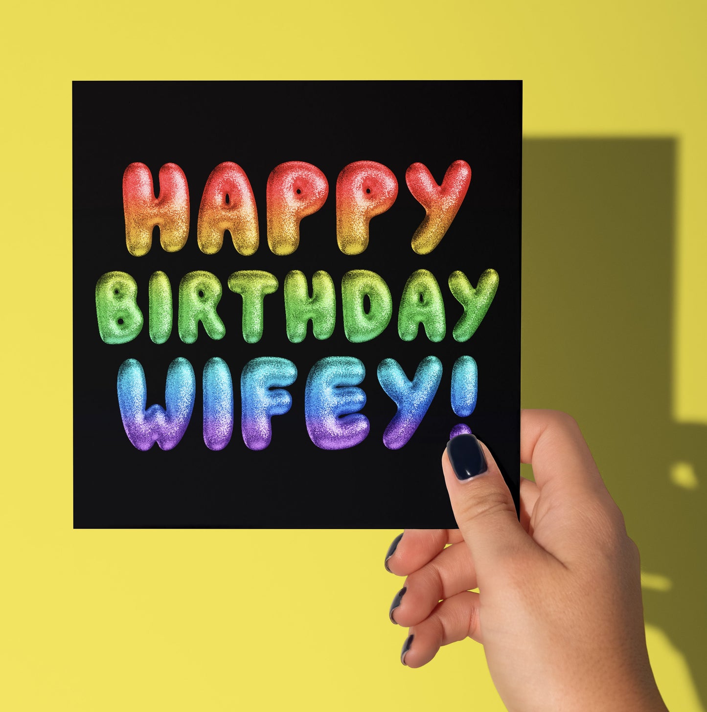 Happy Birthday Wifey! Rainbow Font Card (Pack of 6)