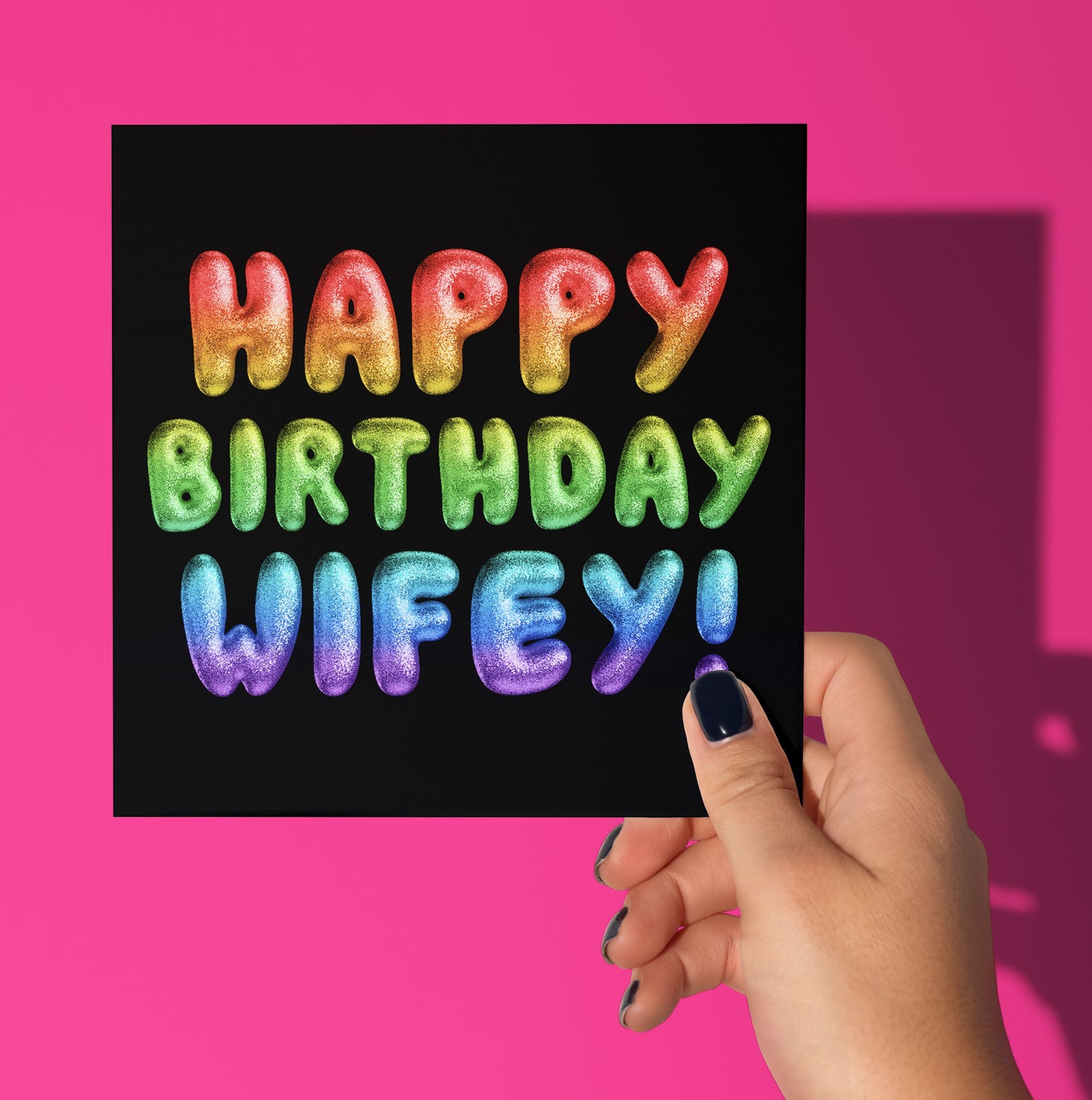 Happy Birthday Wifey! Rainbow Font Card (Pack of 6)