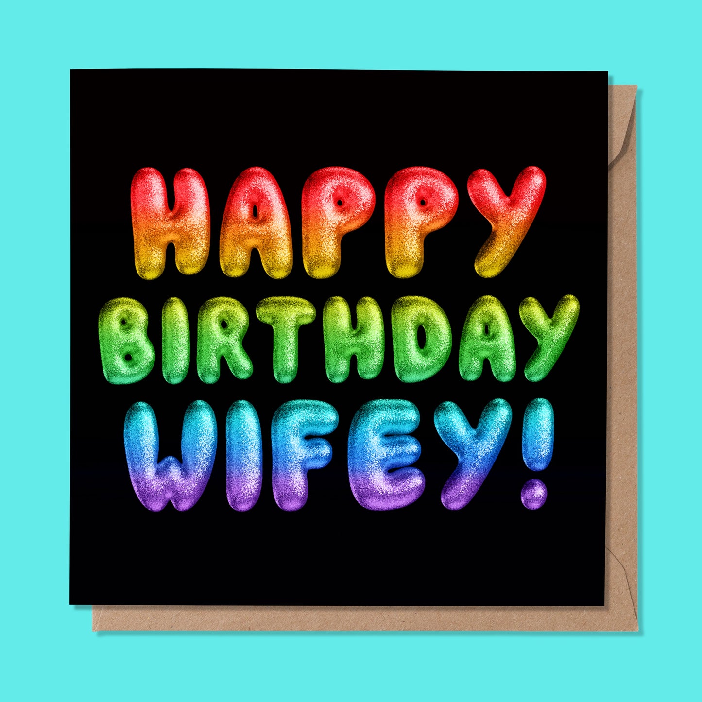 Happy Birthday Wifey! Rainbow Font Card (Pack of 6)