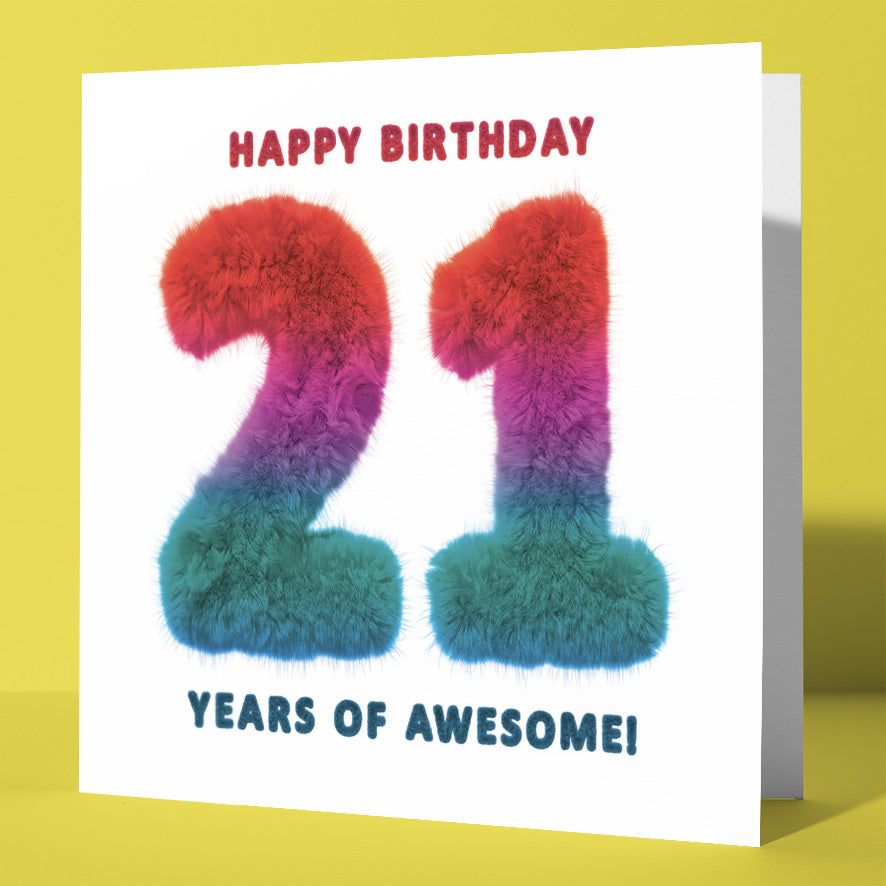 21st Birthday Card. Happy Birthday 21 Years of Awesome! Milestone Birthday Card (Pack of 6)