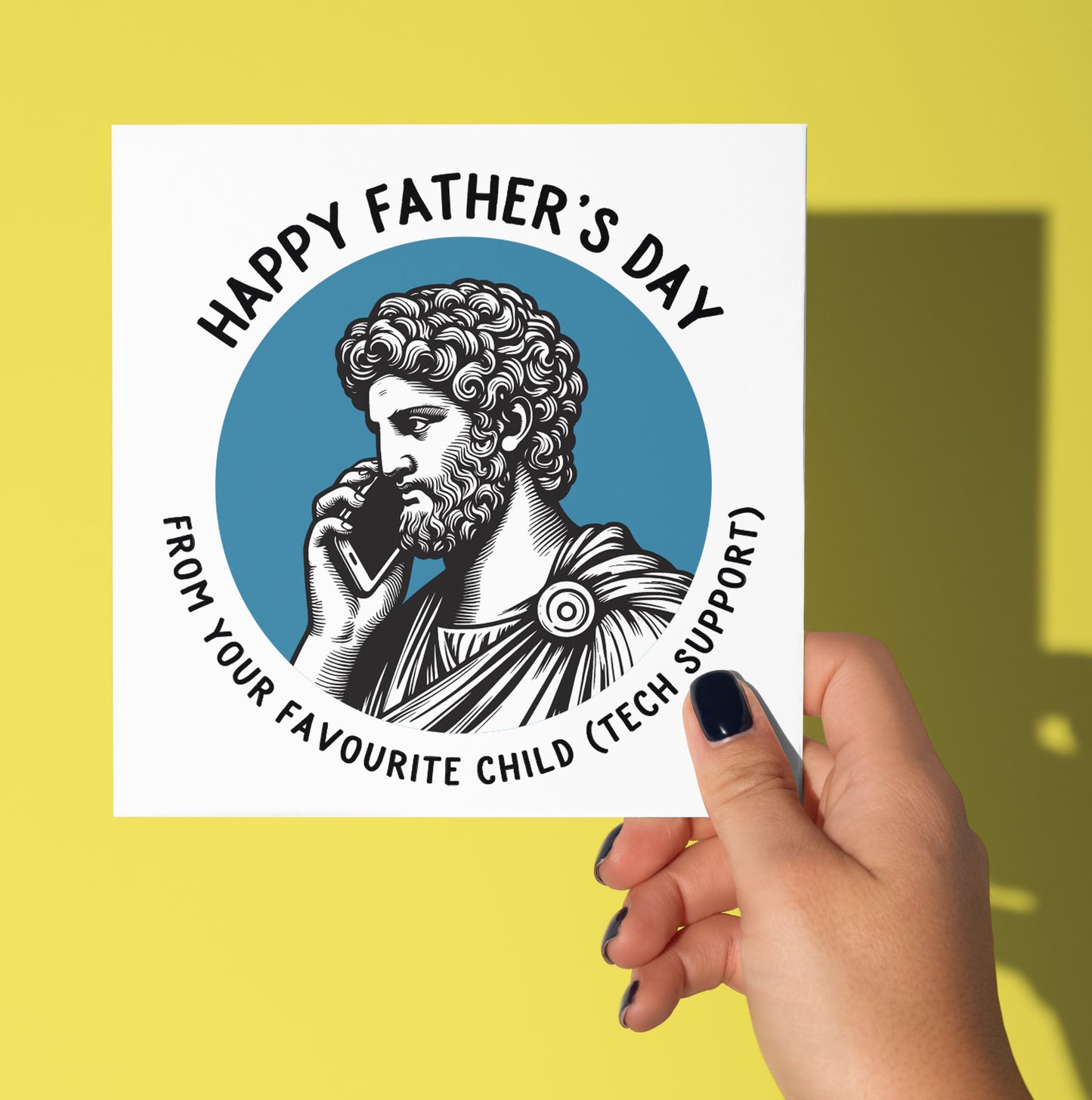 Happy Father's Day. From Your Favourite Child (Tech Support) Statue Dude Card (Pack of 6)