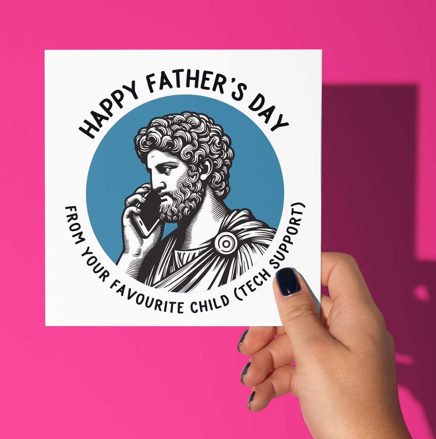 Happy Father's Day. From Your Favourite Child (Tech Support) Statue Dude Card (Pack of 6)