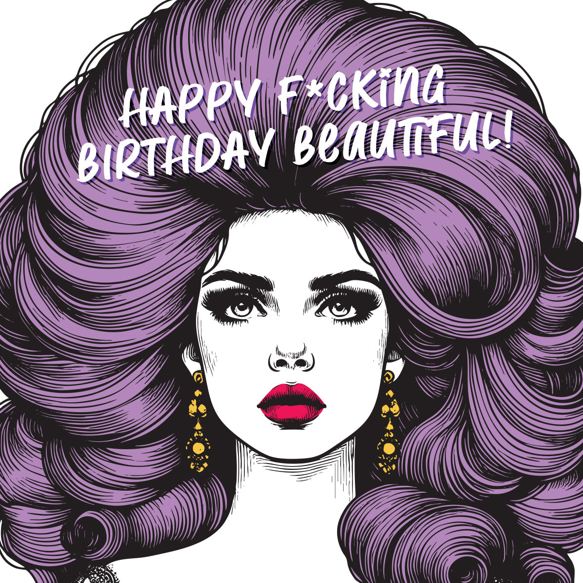 Happy F*cking Birthday Beautiful! Vintage Babes Birthday Card (Pack of 6)
