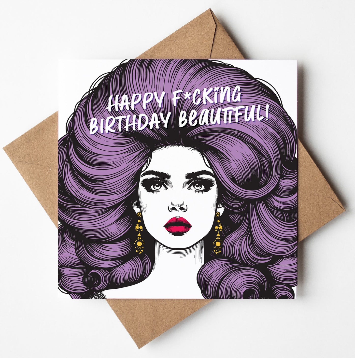 Happy F*cking Birthday Beautiful! Vintage Babes Birthday Card (Pack of 6)