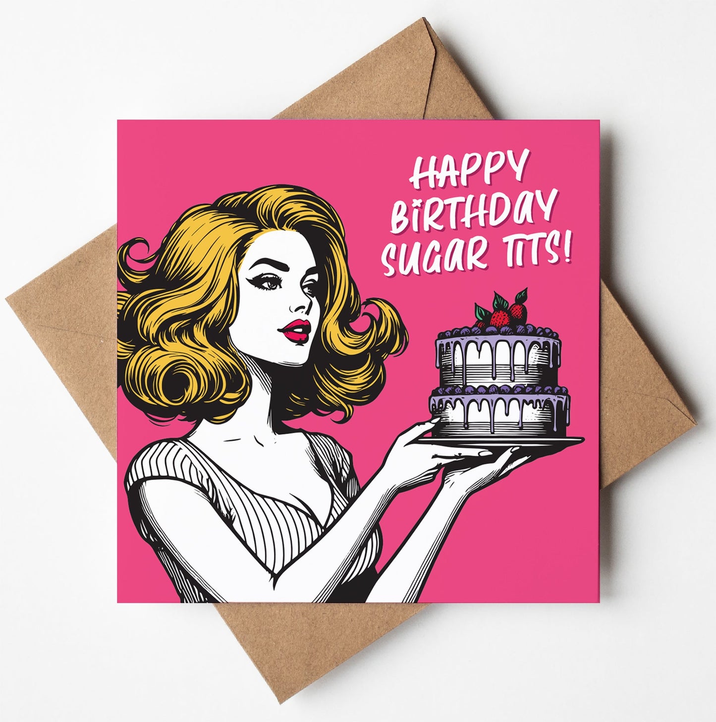 Happy Birthday Sugar Tits! Vintage Babes Card (Pack of 6)