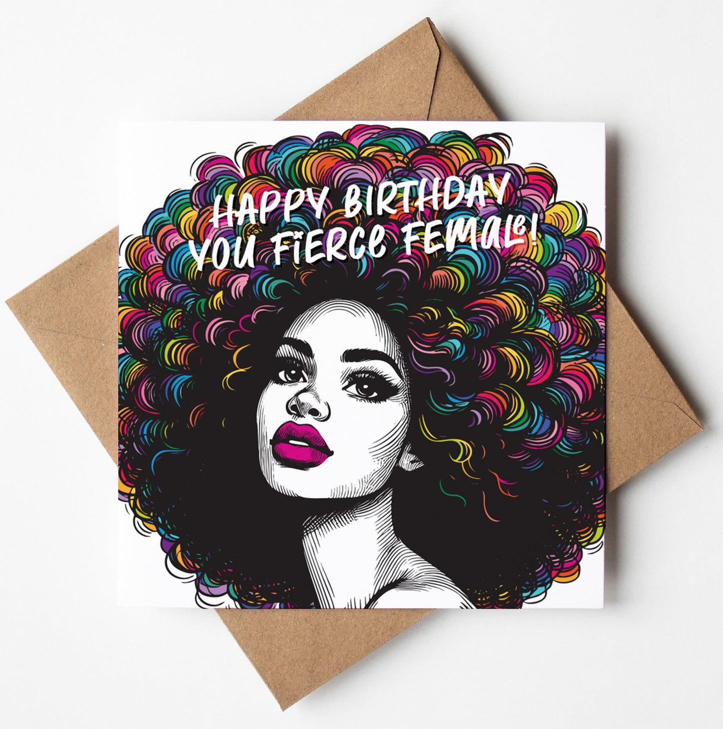 Happy Birthday You Fierce Female! Vintage Babes Birthday Card (Pack of 6)