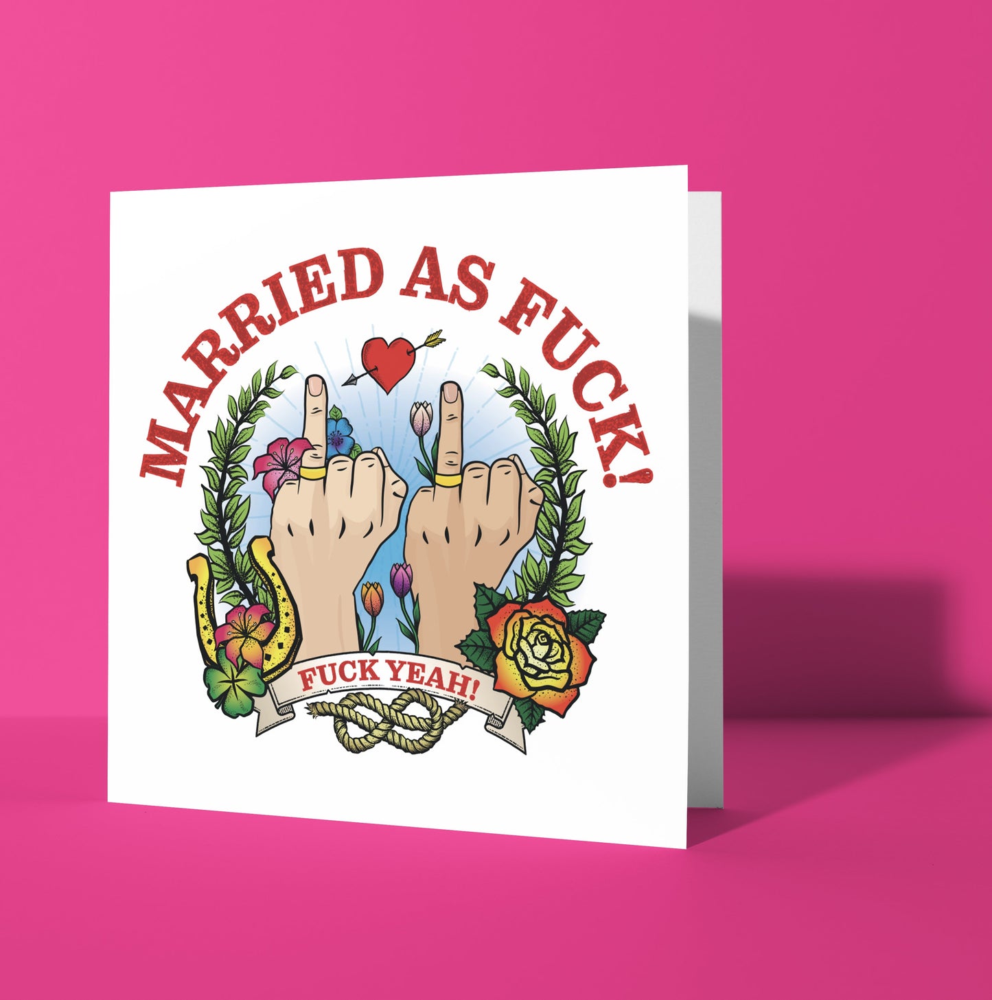 Married As Fuck Tattoo Wedding Card (M/M) (Pack of 6)