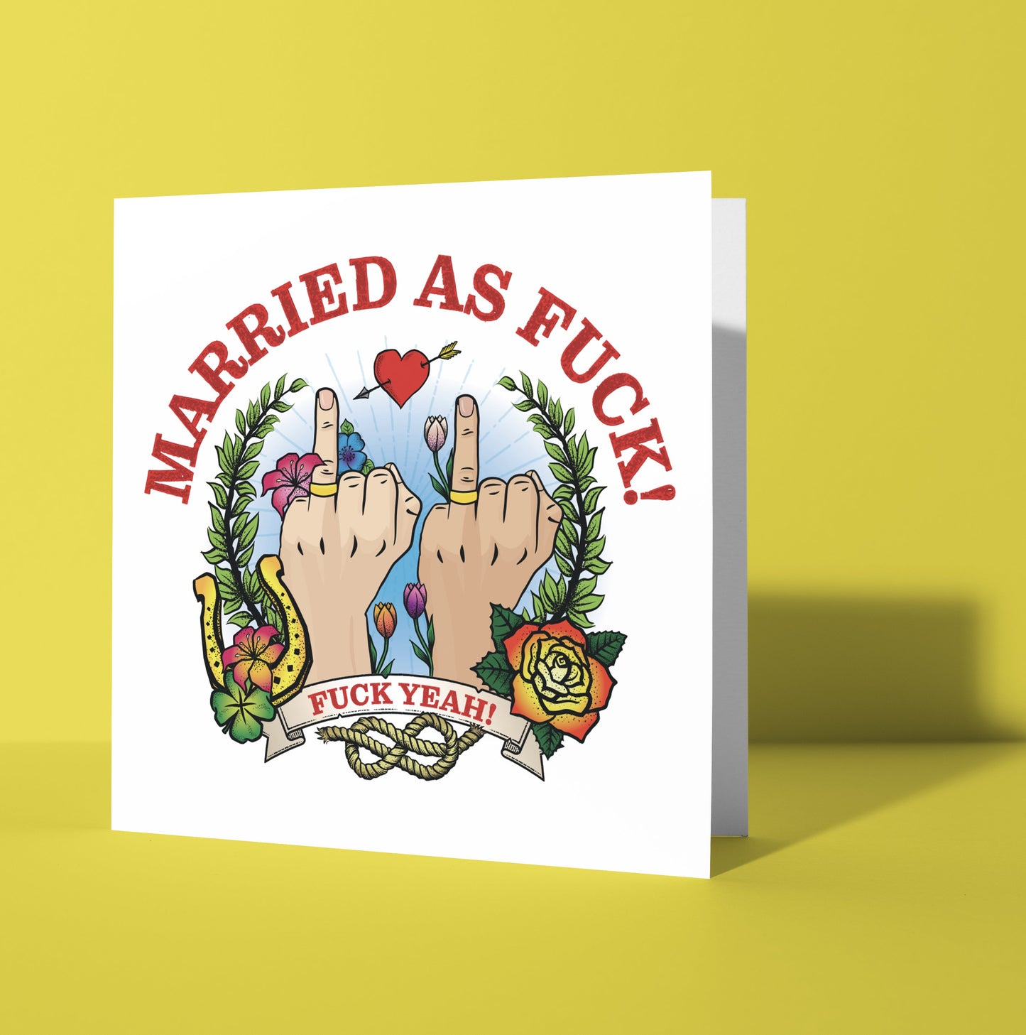 Married As Fuck Tattoo Wedding Card (M/M) (Pack of 6)