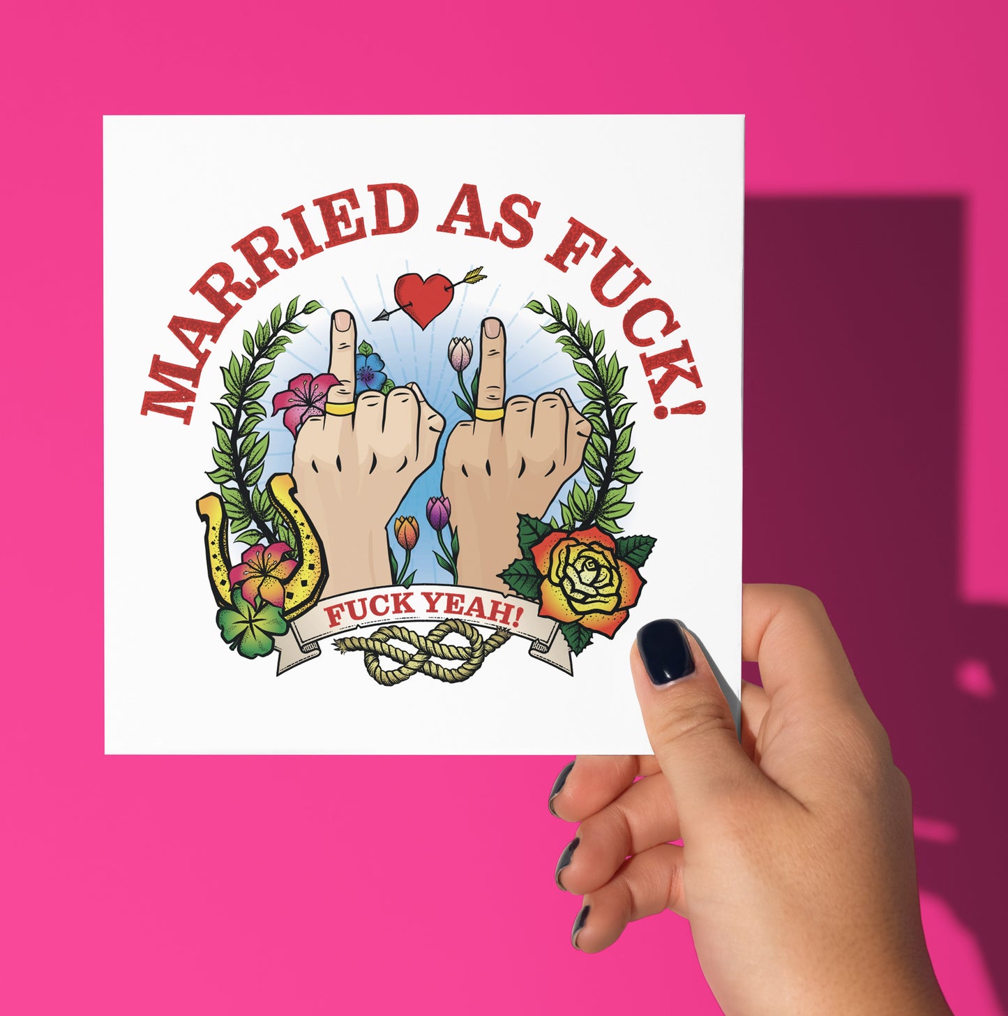Married As Fuck Tattoo Wedding Card (M/M) (Pack of 6)