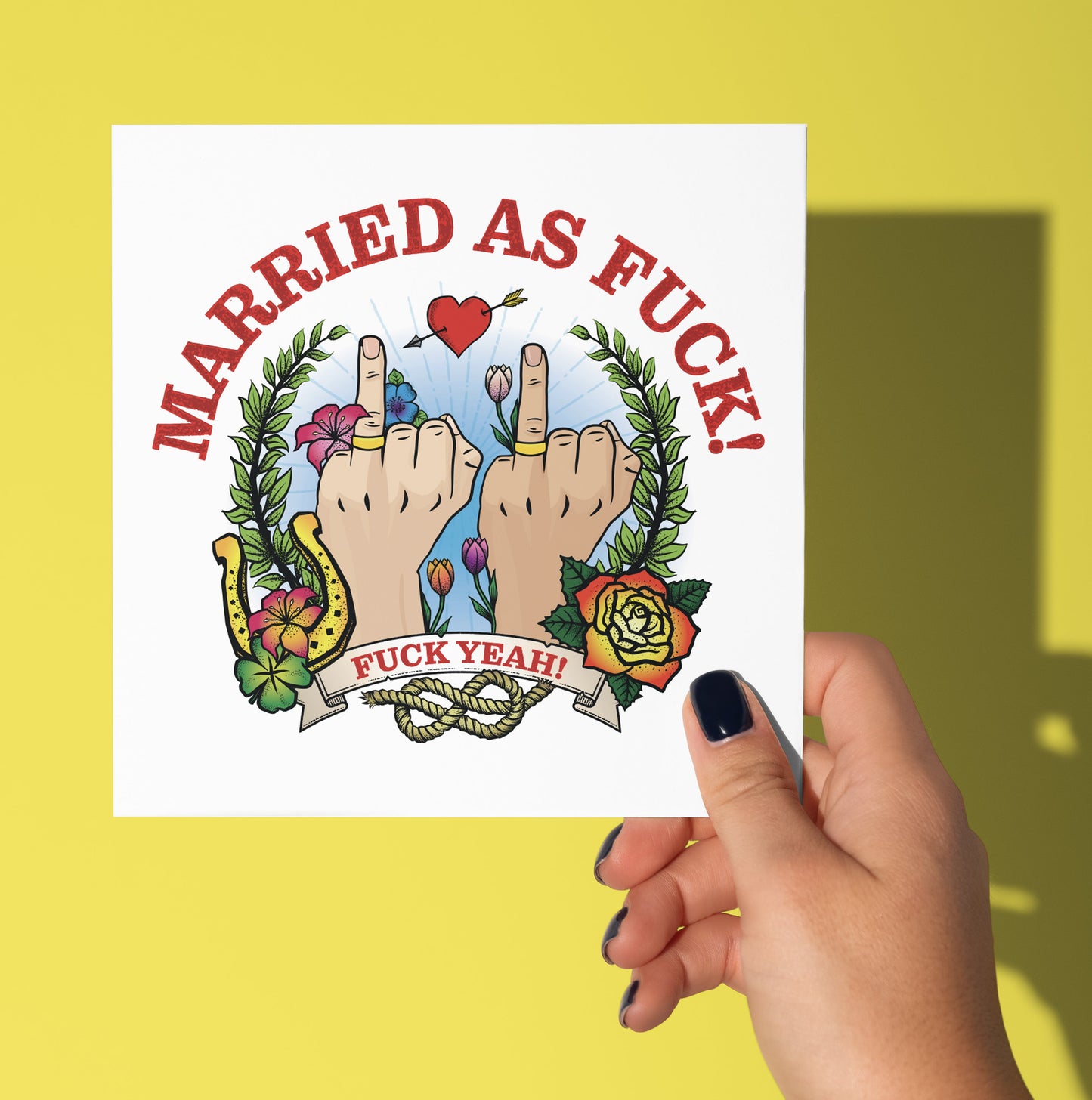 Married As Fuck Tattoo Wedding Card (M/M) (Pack of 6)
