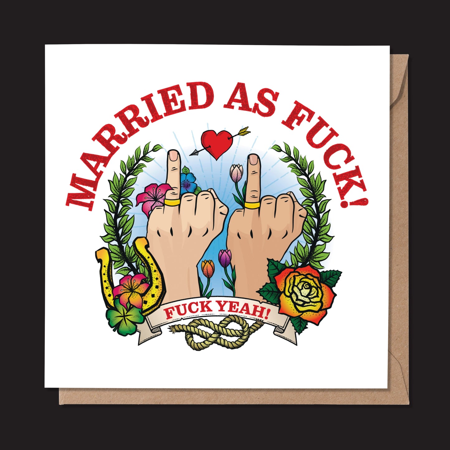 Married As Fuck Tattoo Wedding Card (M/M) (Pack of 6)