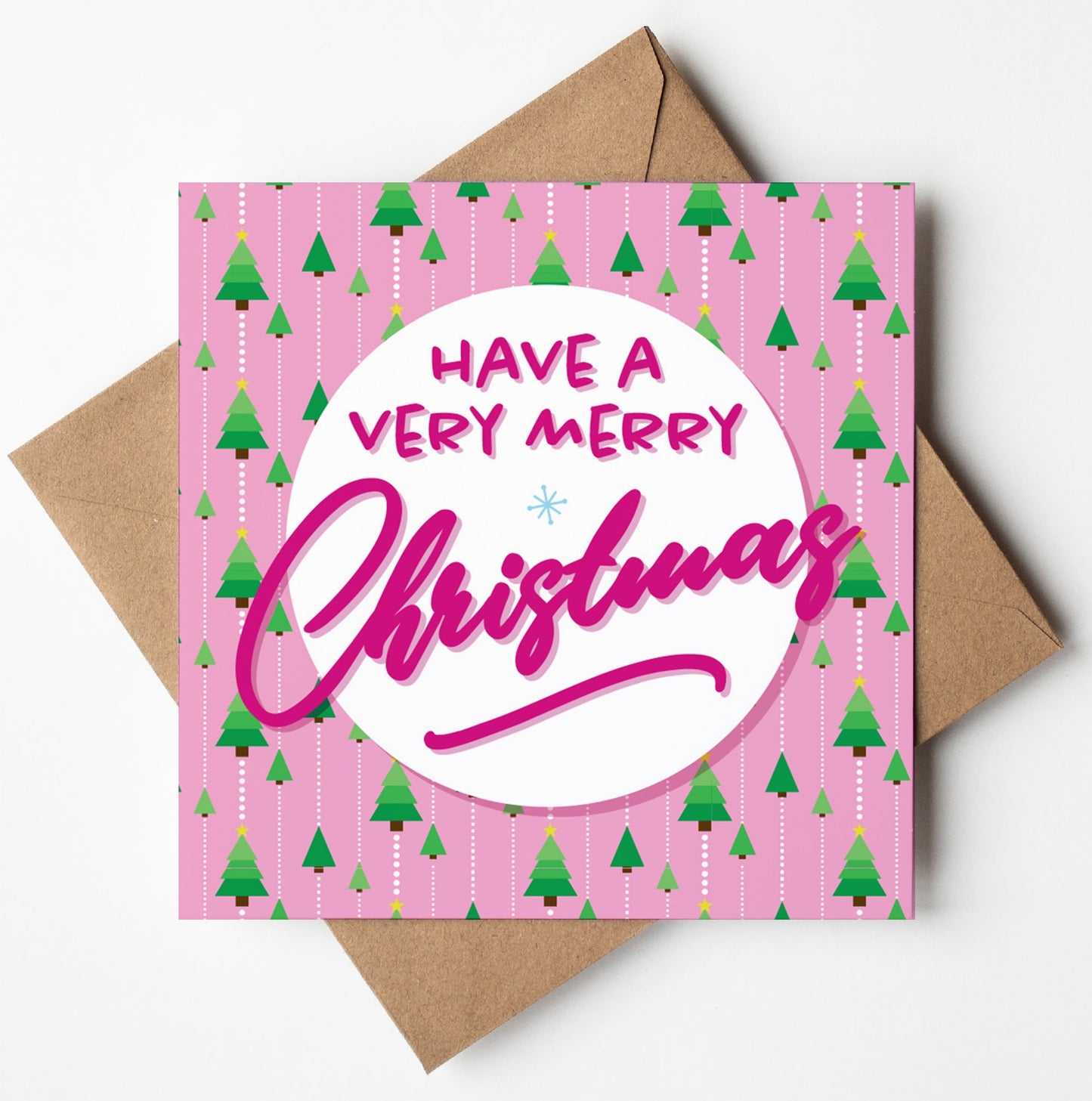 Very Merry Modern Tree Xmas Card (Pack of 6)