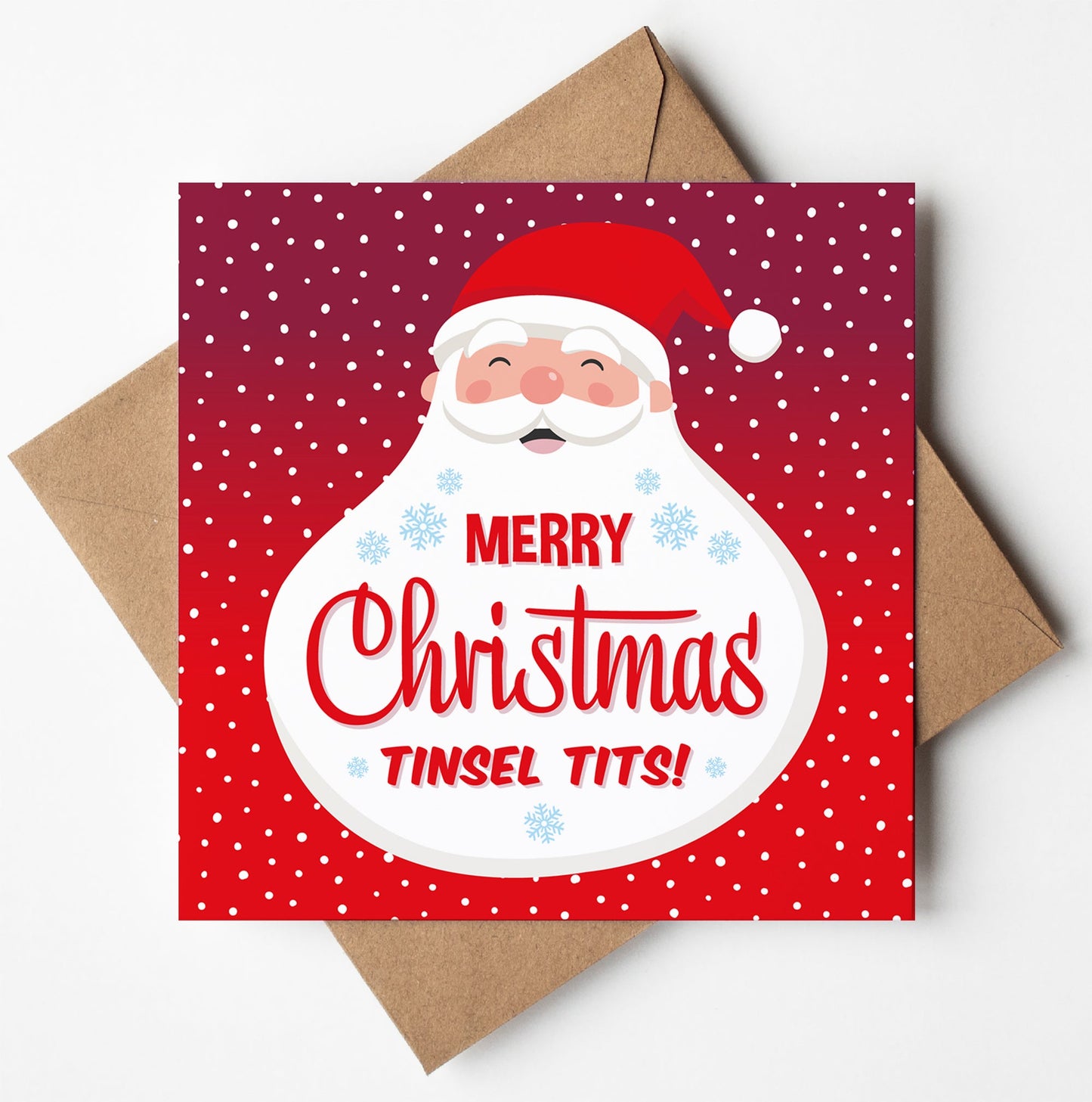 Santa Merry Christmas Tinsel Tits! Christmas Card (Pack of 6)