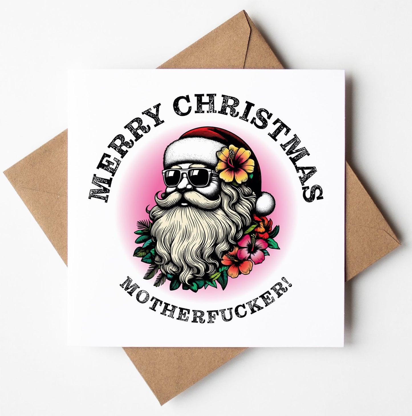 Sunglass Santa's Merry Christmas Motherfucker! Card (Pack of 6)
