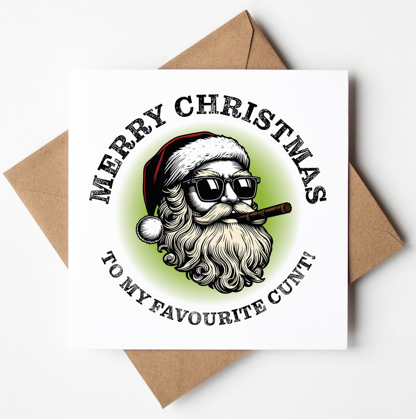 Sunglass Santa's Merry Xmas To My Favourite Cunt Card (Pack of 6)