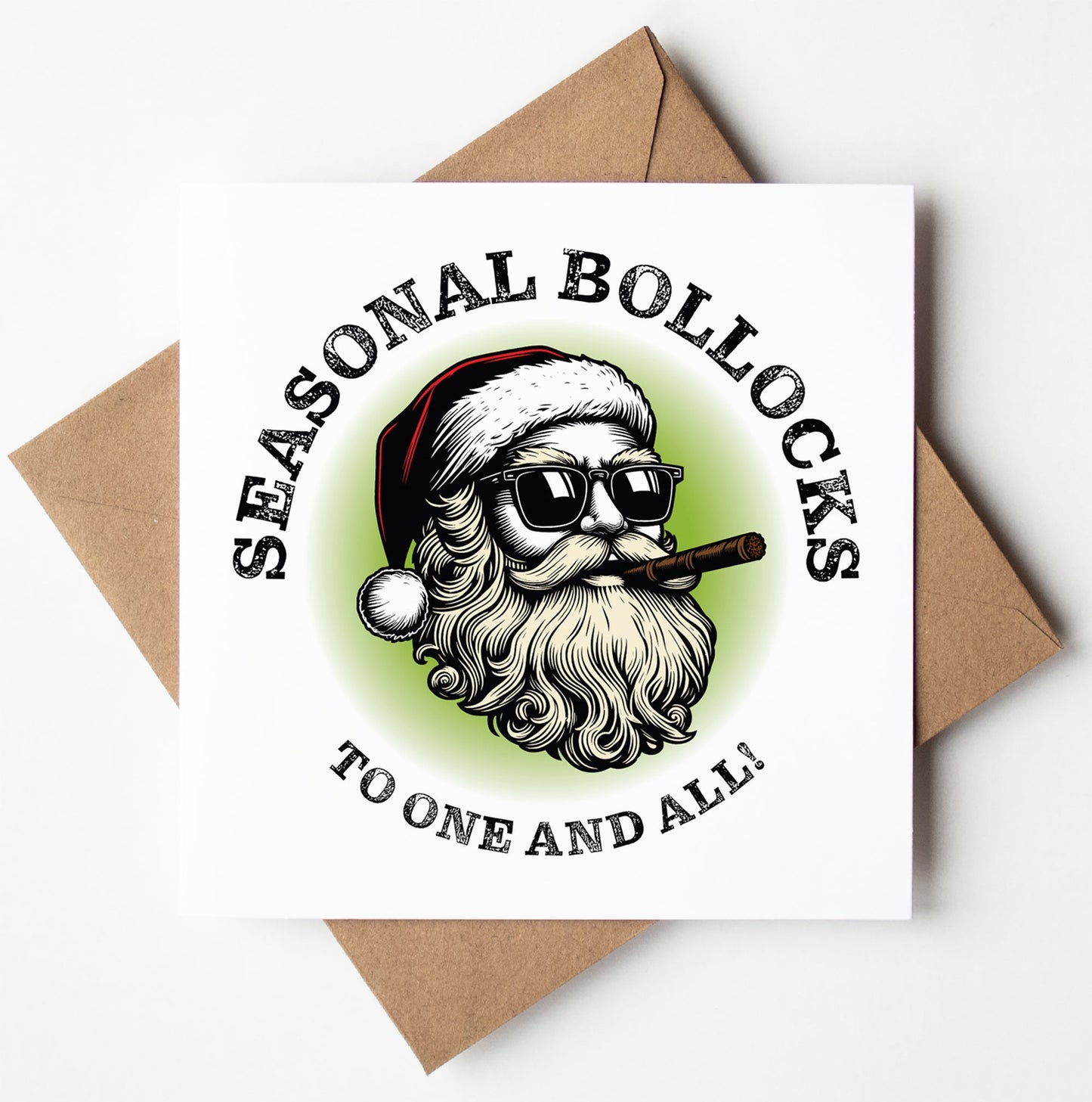 Sunglass Santa's Seasonal Bollocks To One And All! Xmas Card (Pack of 6)