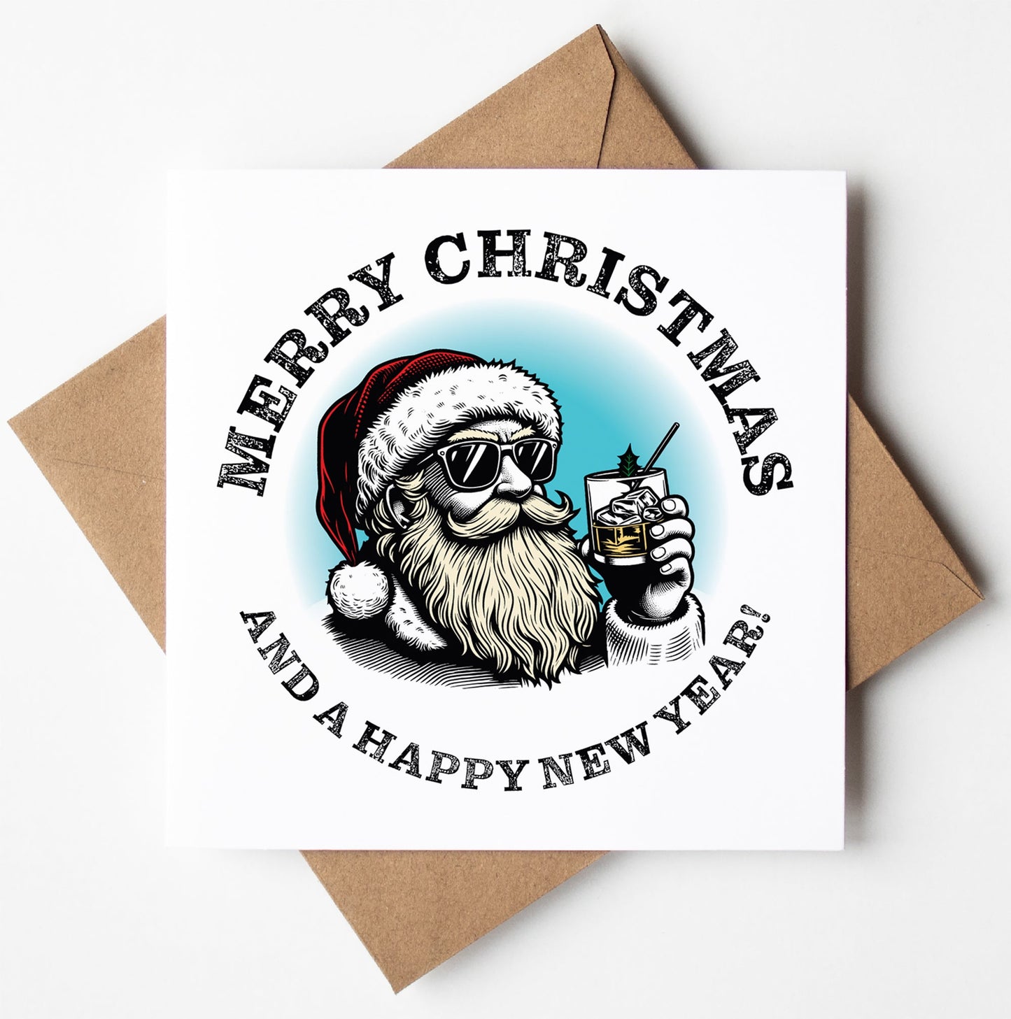 Sunglass Santa's Merry Christmas and a HNY Card (Pack of 6)