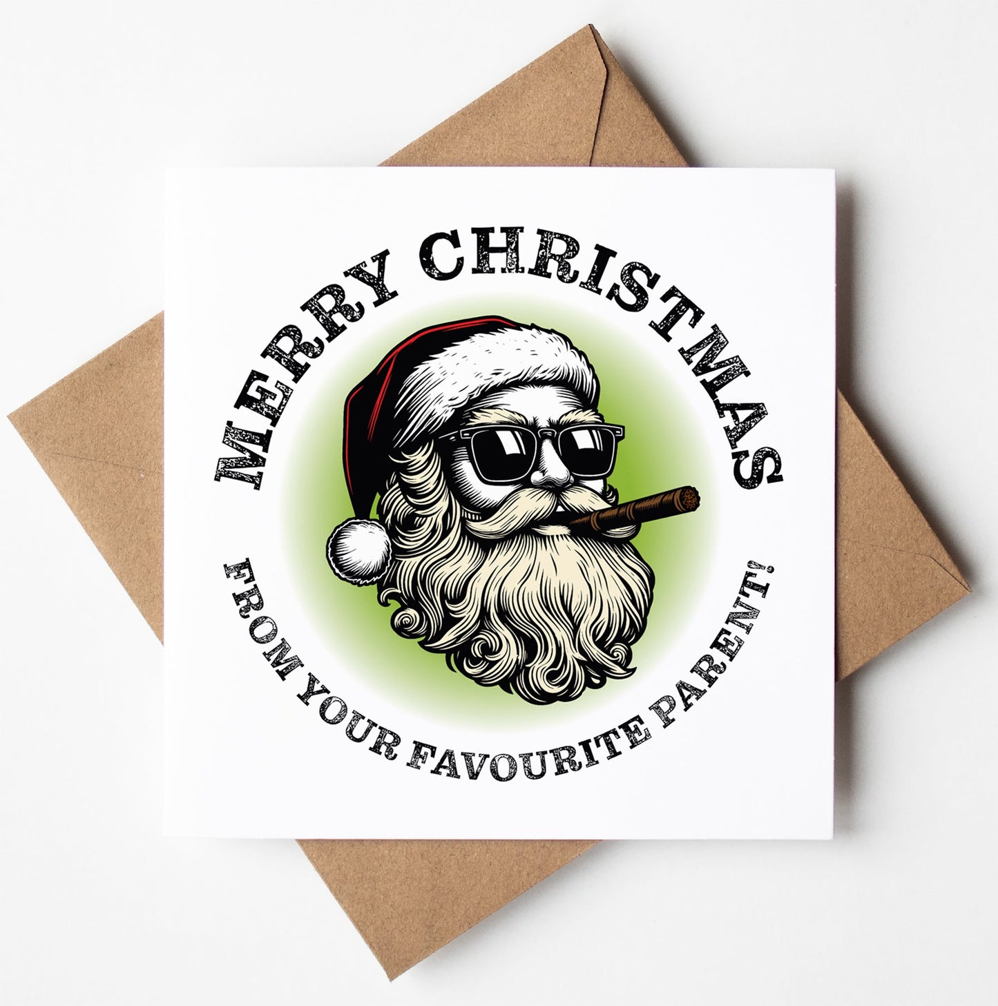 Sunglass Santa's Merry Xmas From Your Favourite Parent Card (Pack of 6)