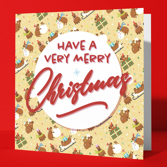 Merry Christmas Cute Capybara Chaos Card (Pack of 6)