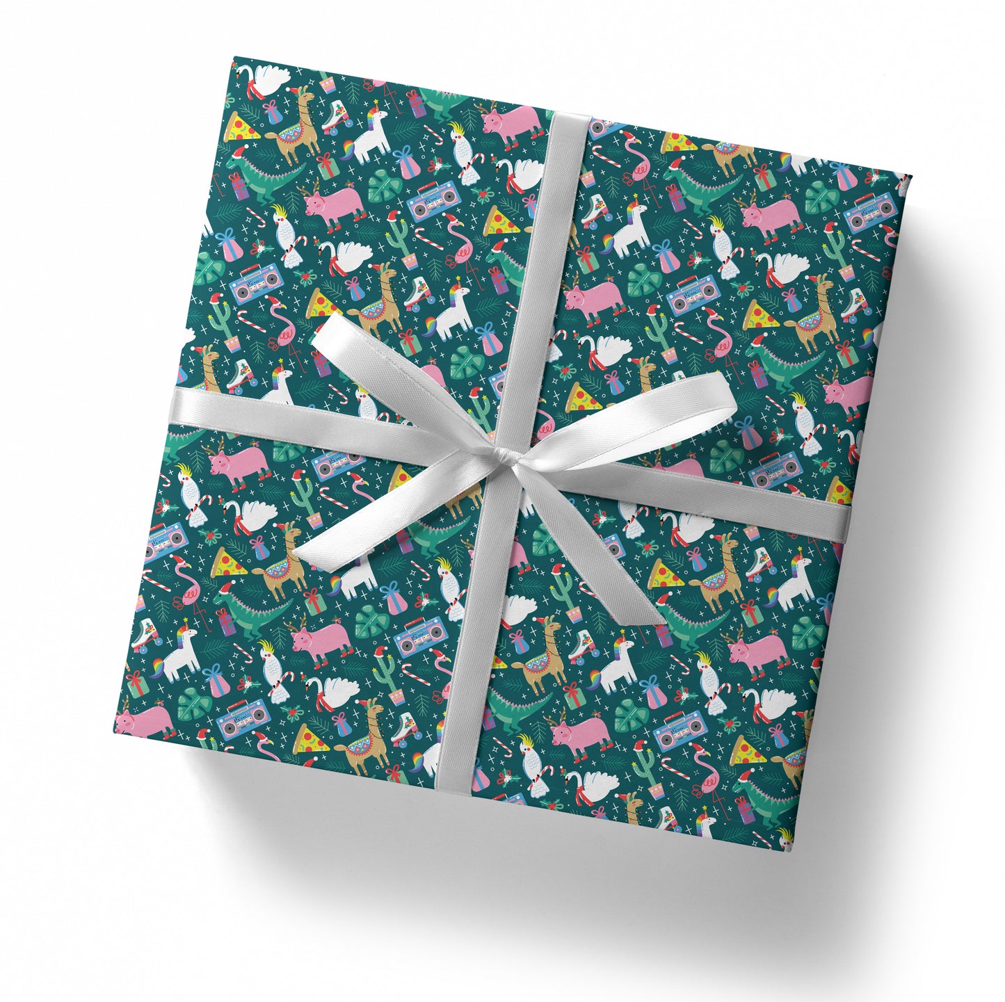 NEW! Funky Flamingo Disco Christmas Gift Wrap - Flat Sheet