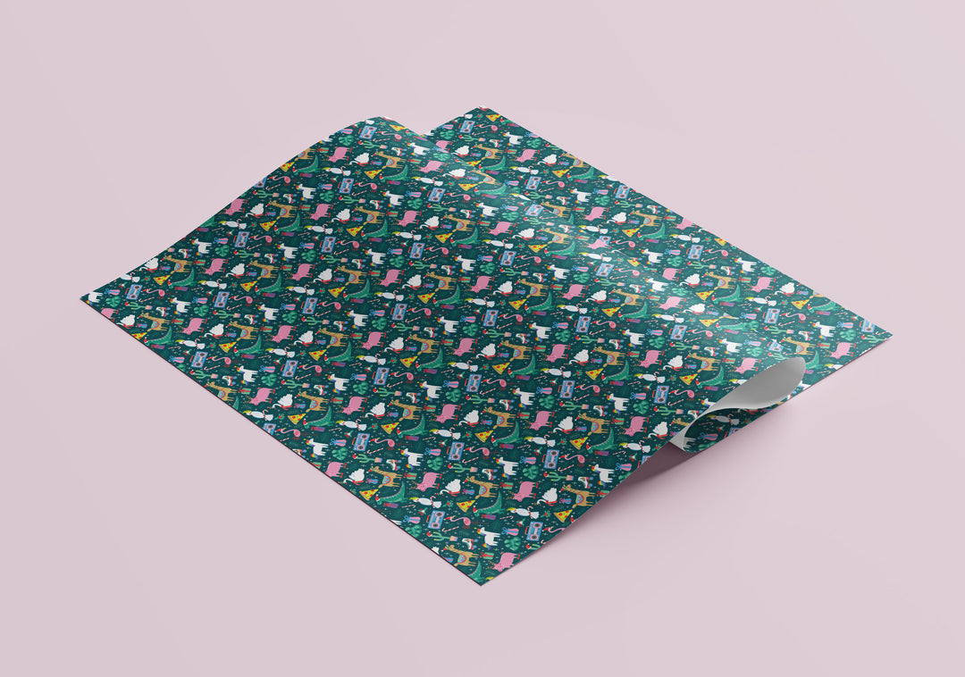 NEW! Funky Flamingo Disco Christmas Gift Wrap - Flat Sheet