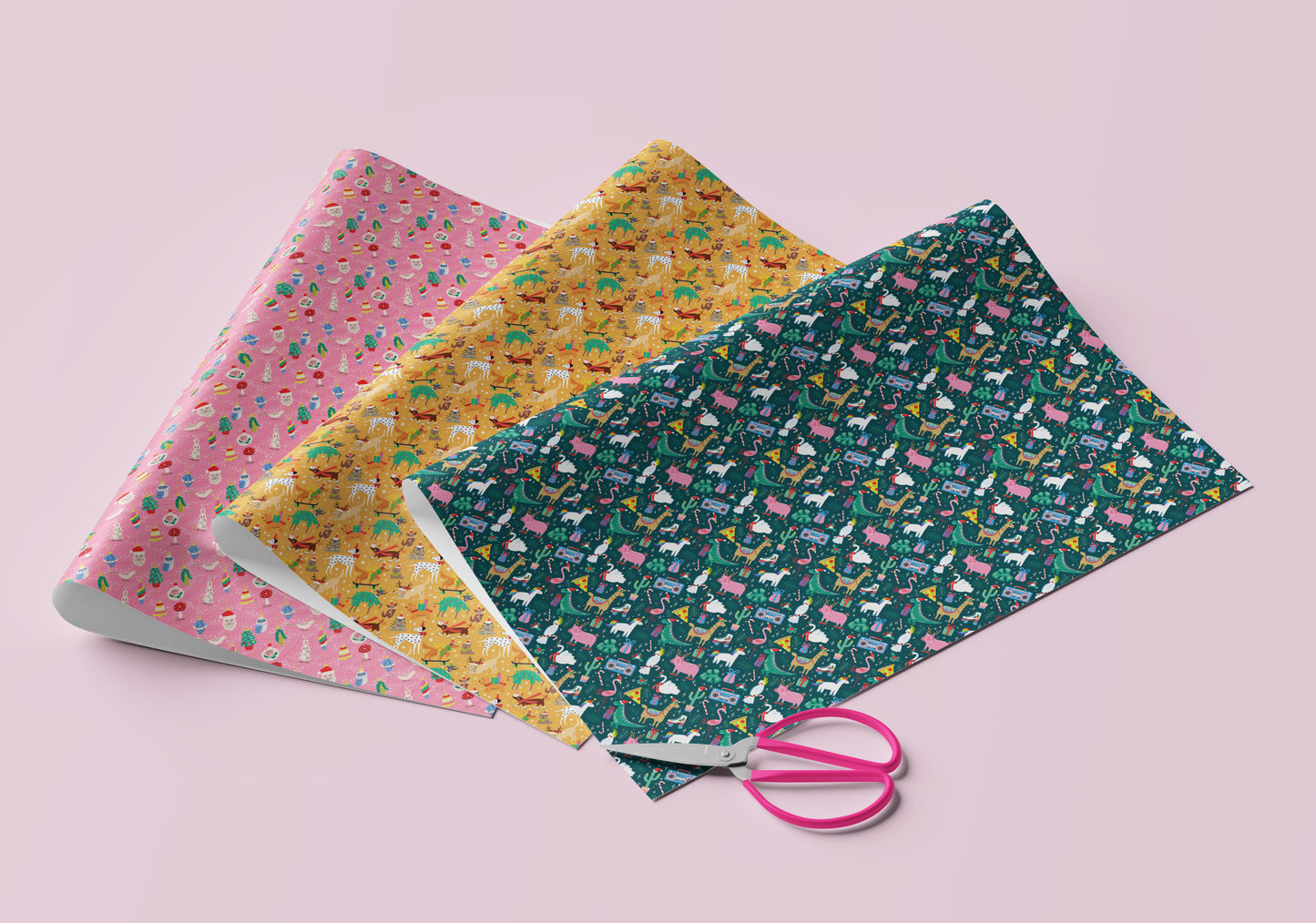 NEW! Funky Flamingo Disco Christmas Gift Wrap - Flat Sheet