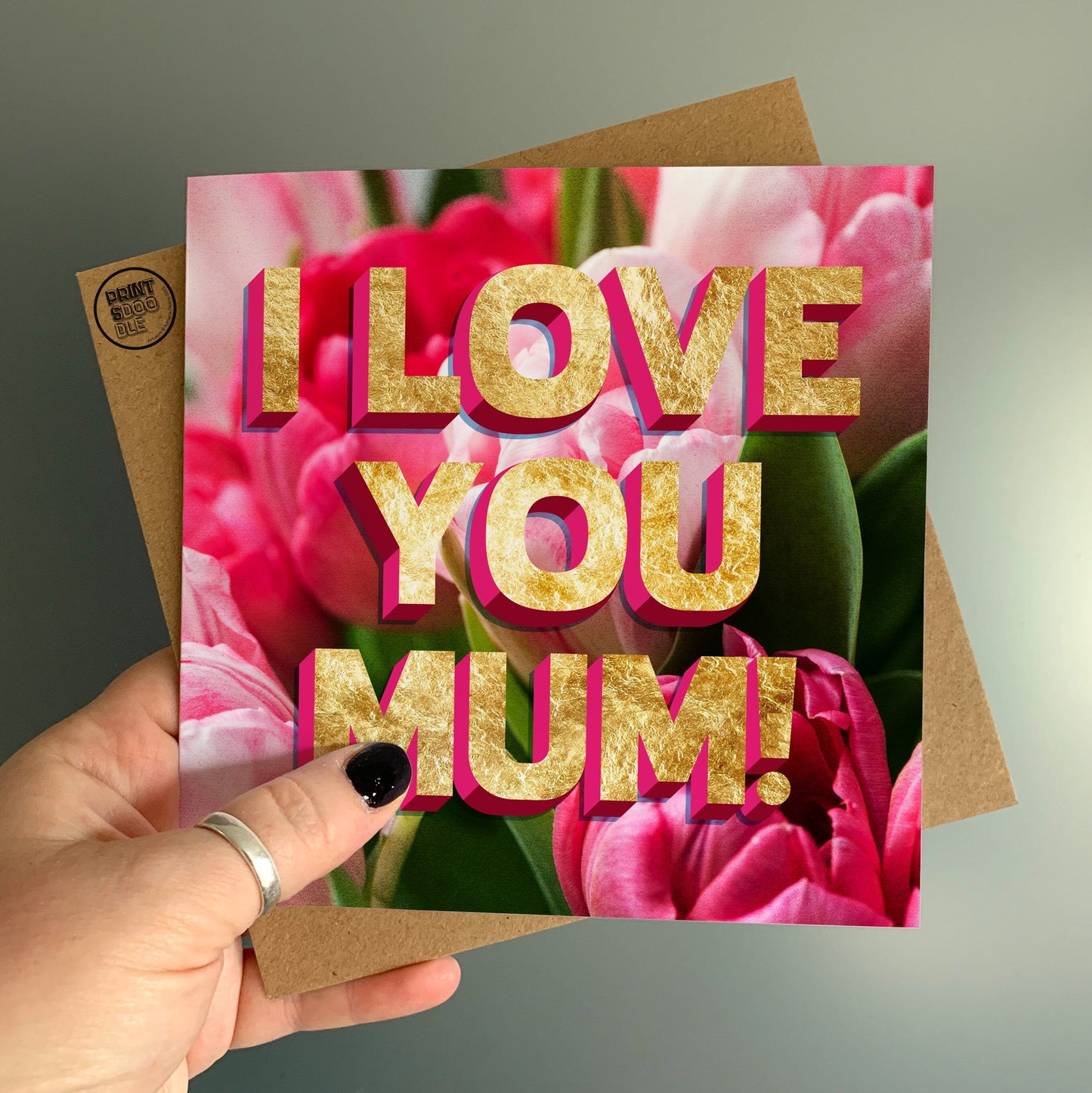 I Love You Mum Tulip Card (Pack of 6)