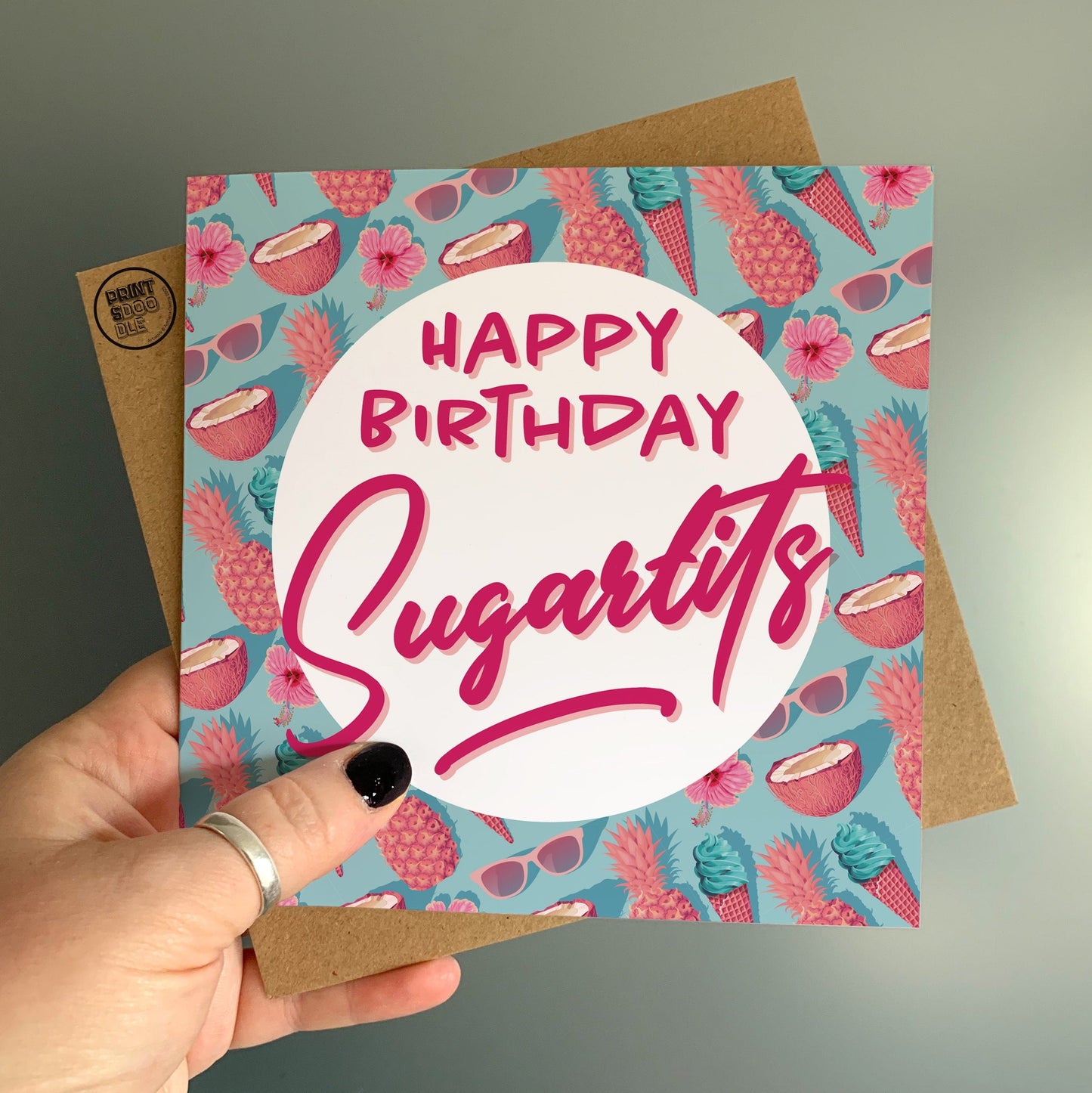 Happy Birthday Sugartits Tropical Card (Pack of 6)
